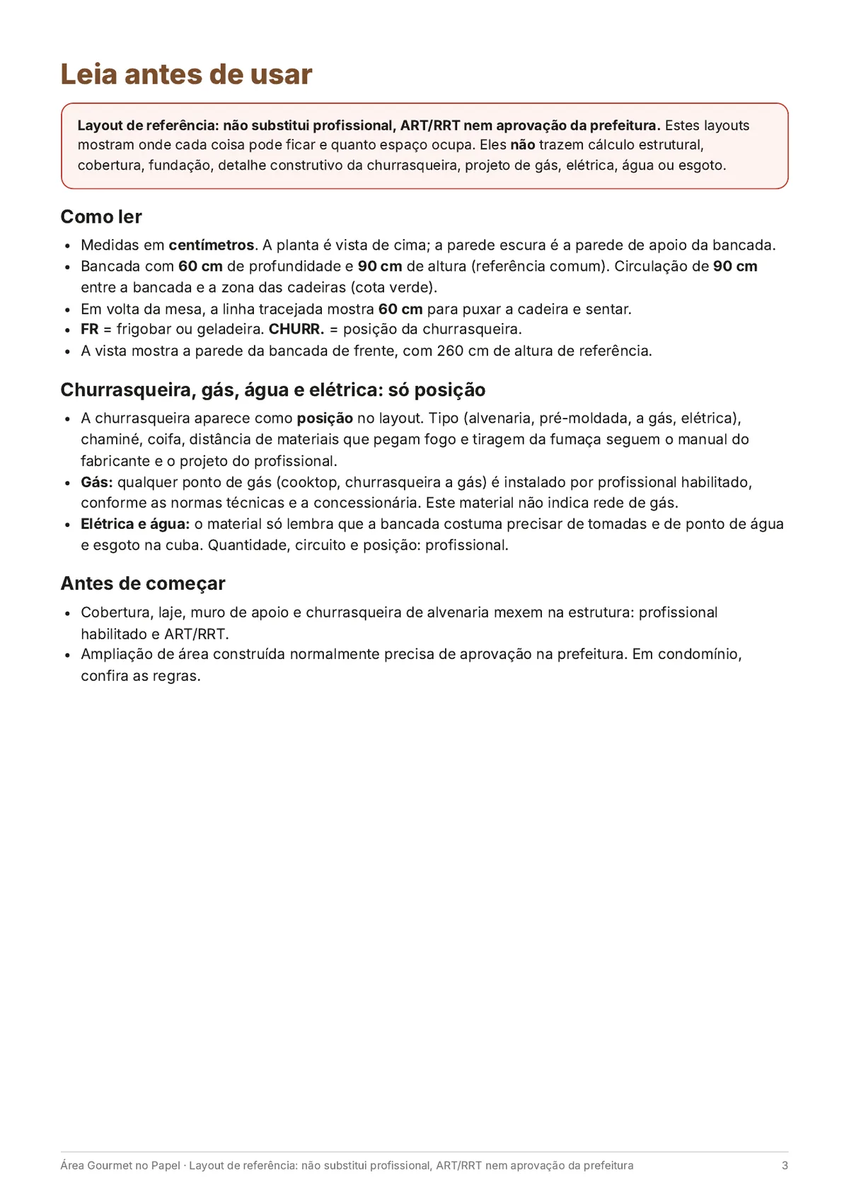 Página real do PDF Área Gourmet no Papel: leia antes de usar